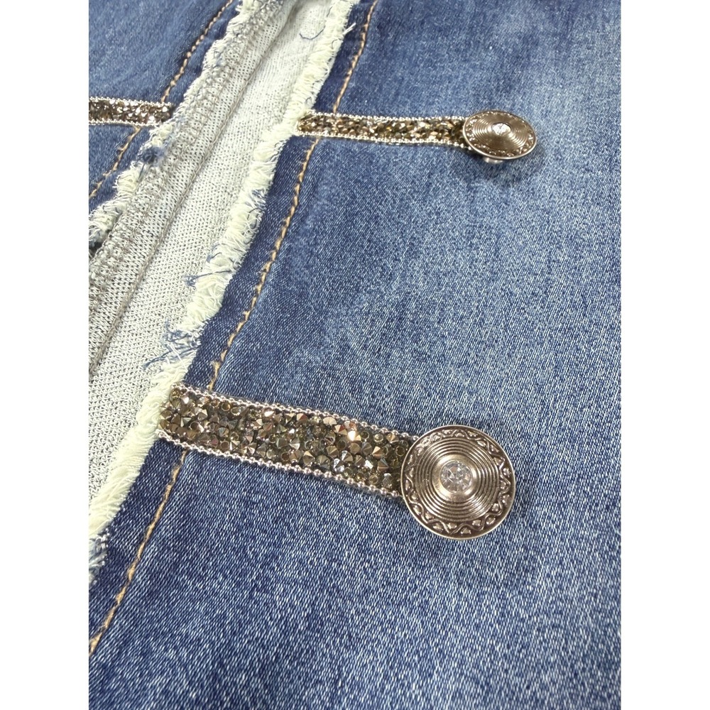 Napoleon Denim Jacket Womens Med Military Porter‎ Collective Blue Jean Open - Picture 5 of 12